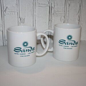 🎰 Sands Casino Mug Set · Teal & White · Set of 2 · 3.75" Tall